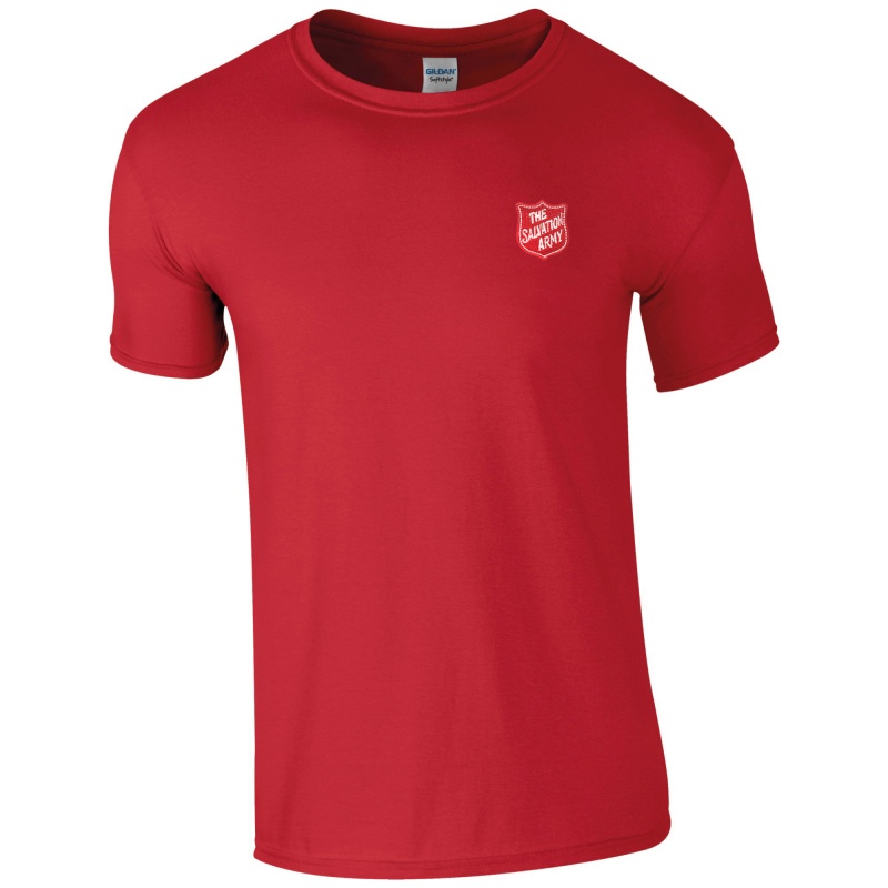 Essentials T Shirt - Red with Shield