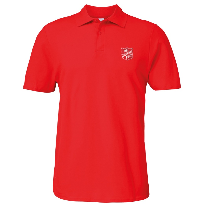 Essentials Polo Shirt - Red with Shield
