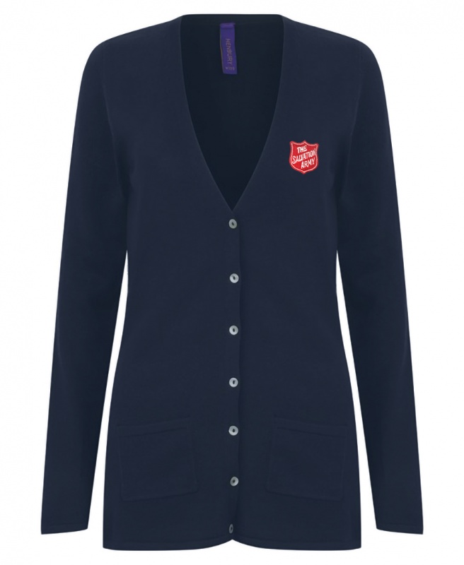 Ladies Lightweight Navy Cardigan with Red Shield